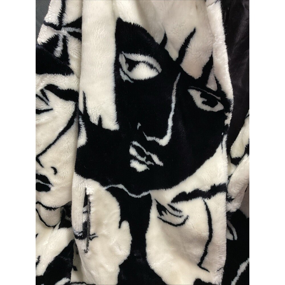 Vintage DonnyBrook Faux Fur Coat Abstract Faces Regal Plush Collection USA - Picture 3 of 8